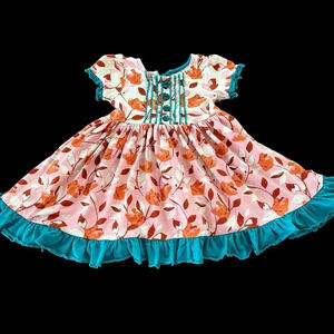 Play condition Wild Flowers Girls No 4 Floral Knit Full Dress Pink Teal Knit‎